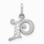 10K / 14K White Gold 10KW Diamond-cut Initial P Charm - Product Photo
