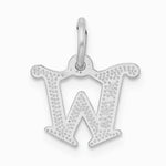 10K / 14K White Gold 10KW Diamond-cut Initial W Charm - Product Photo