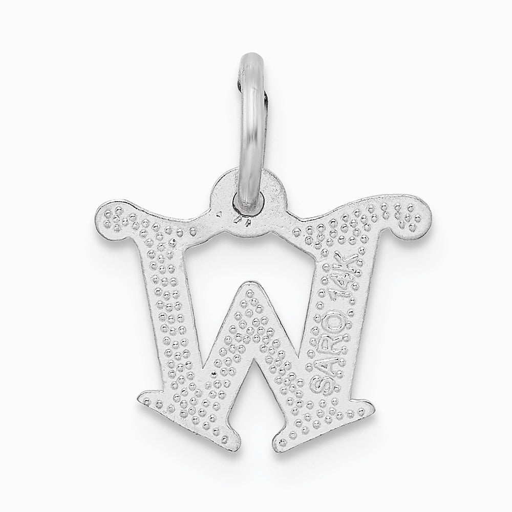 10K / 14K White Gold 10KW Diamond-cut Initial W Charm - Product Photo