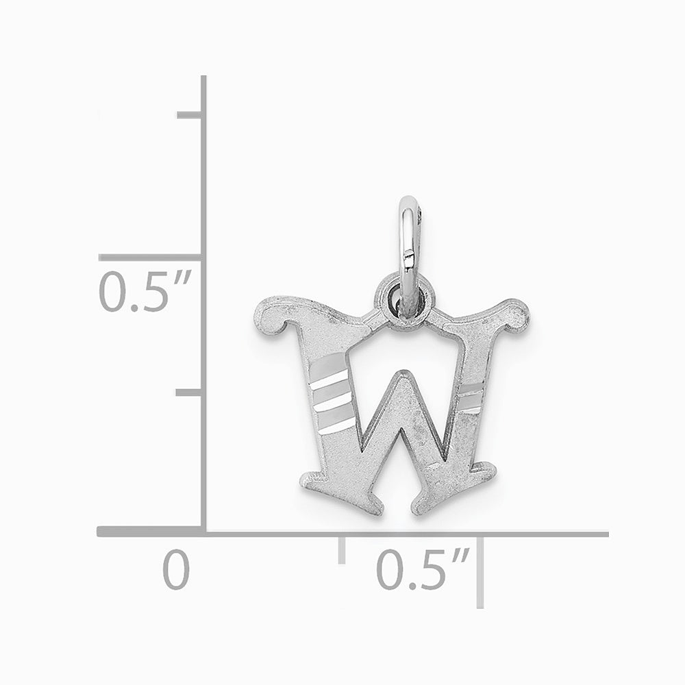 10K / 14K White Gold 10KW Diamond-cut Initial W Charm - Product Photo