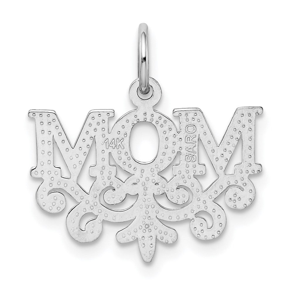 14K White Gold MOM Charm - Product Photo