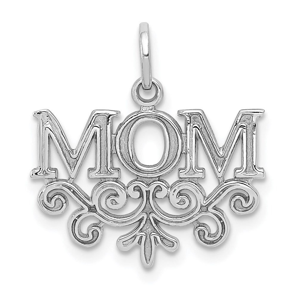 14K White Gold MOM Charm