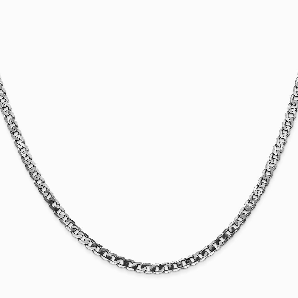 14K White Gold 2.9mm Flat Beveled Curb Chain Necklace 16"-26" - Product Photo
