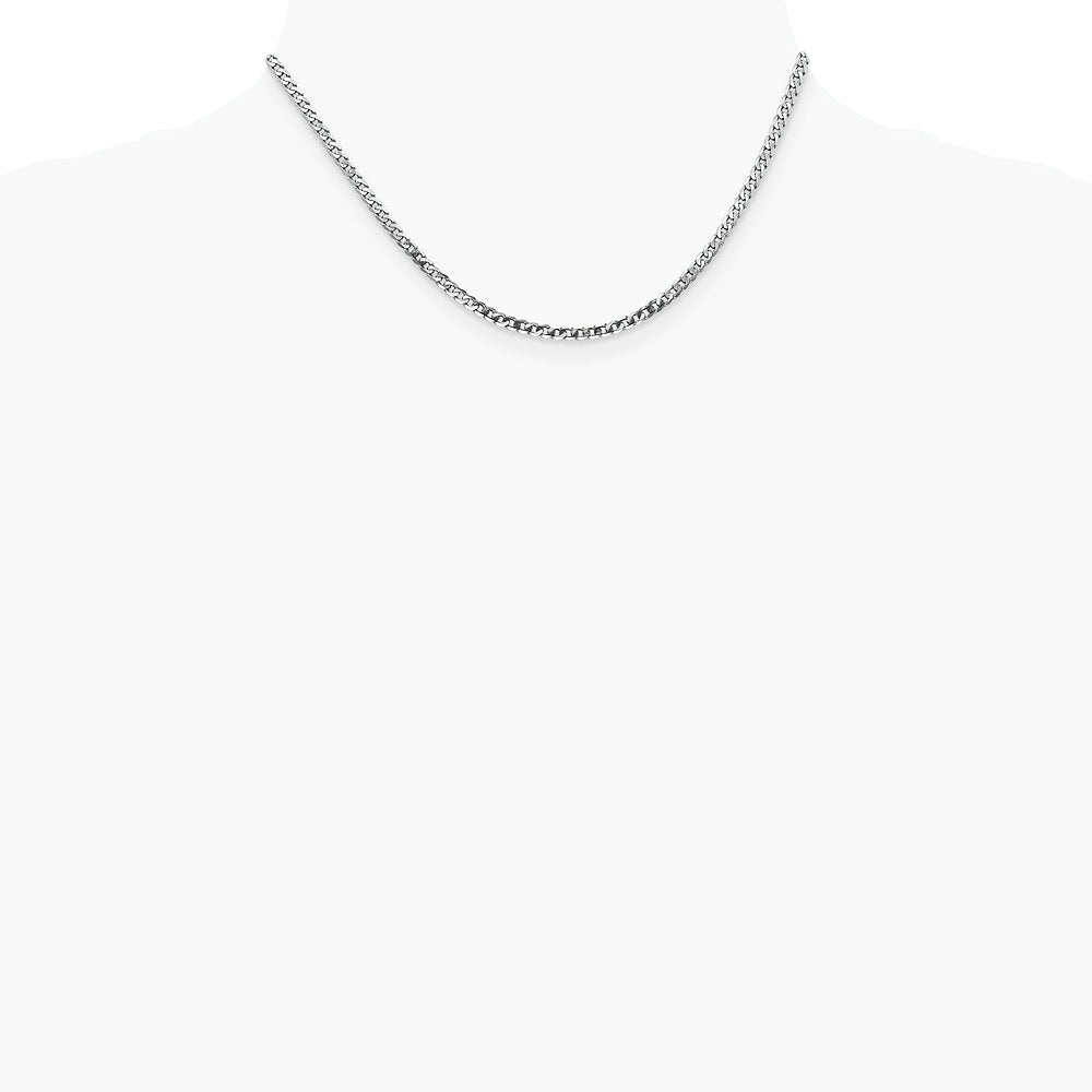 14K White Gold 2.9mm Flat Beveled Curb Chain Necklace 16"-26" - Product Photo