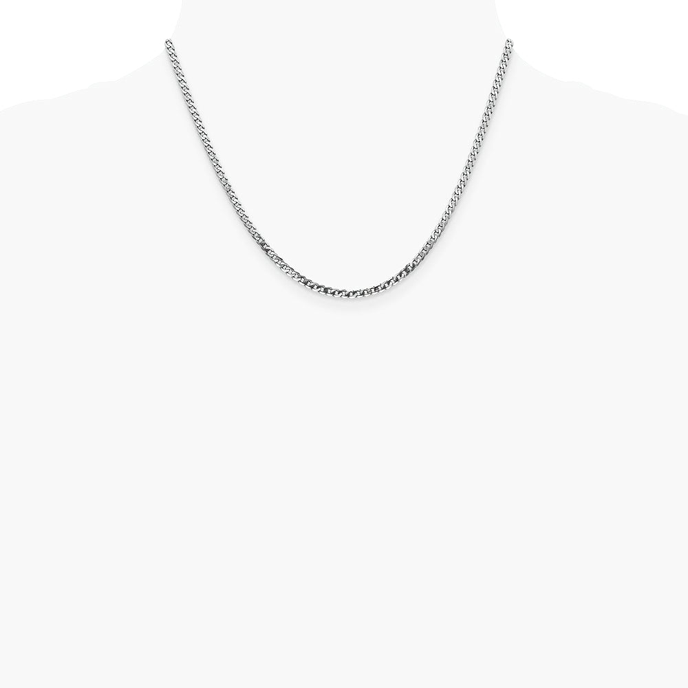 14K White Gold 2.9mm Flat Beveled Curb Chain Necklace 16"-26" - Product Photo