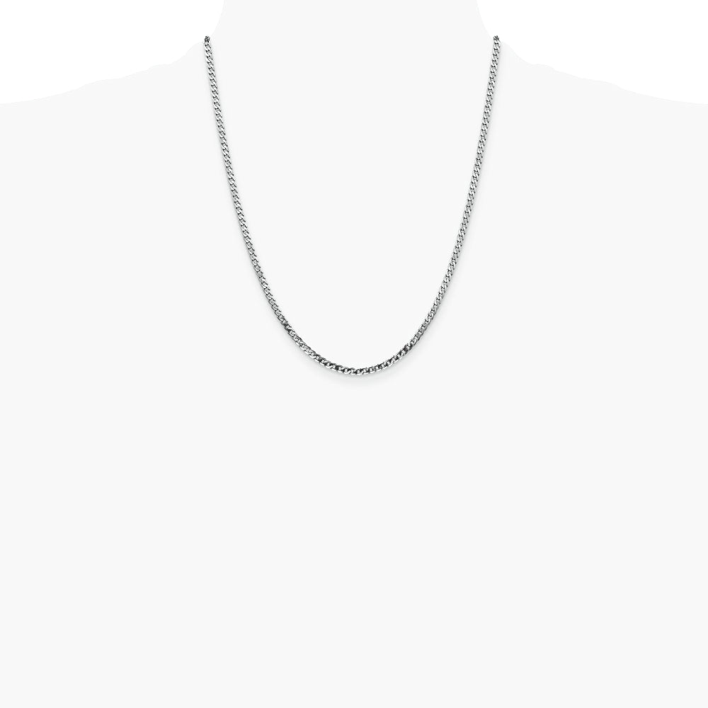 14K White Gold 2.9mm Flat Beveled Curb Chain Necklace 16"-26" - Product Photo