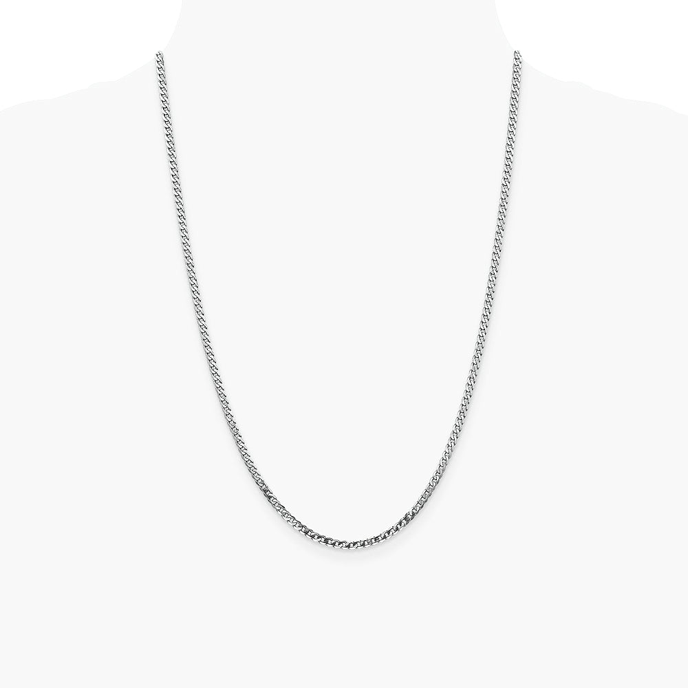 14K White Gold 2.9mm Flat Beveled Curb Chain Necklace 16"-26" - Product Photo