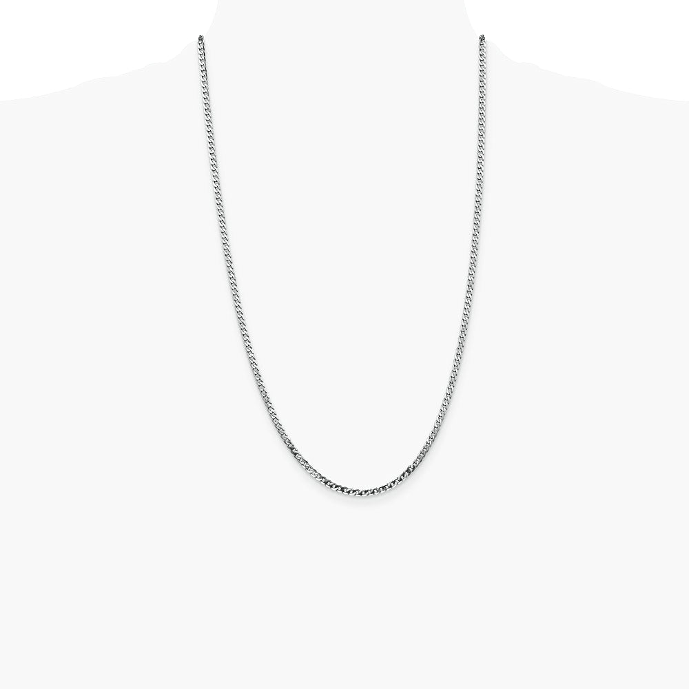 14K White Gold 2.9mm Flat Beveled Curb Chain Necklace 16"-26" - Product Photo