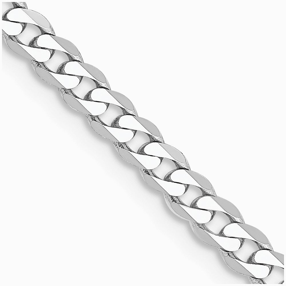14K White Gold 2.9mm Flat Beveled Curb Chain Necklace 16"-26" - Product Photo