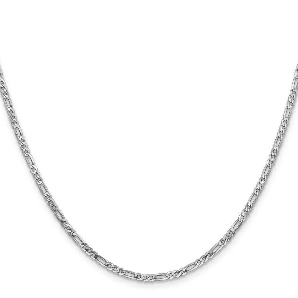 14k White Gold 2.25mm Flat Figaro Chain - Product Photo