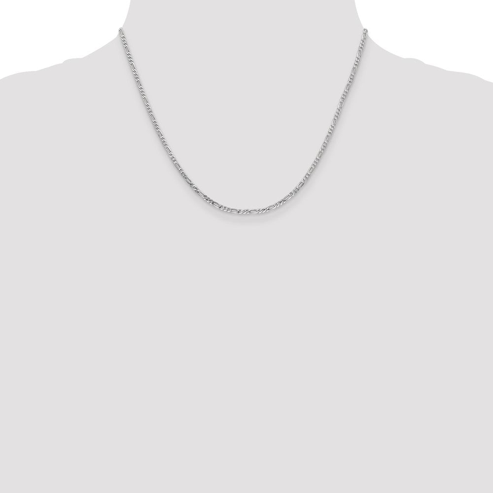 14k White Gold 2.25mm Flat Figaro Chain - Product Photo