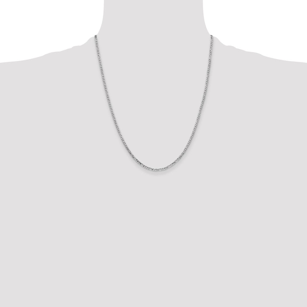 14k White Gold 2.25mm Flat Figaro Chain - Product Photo