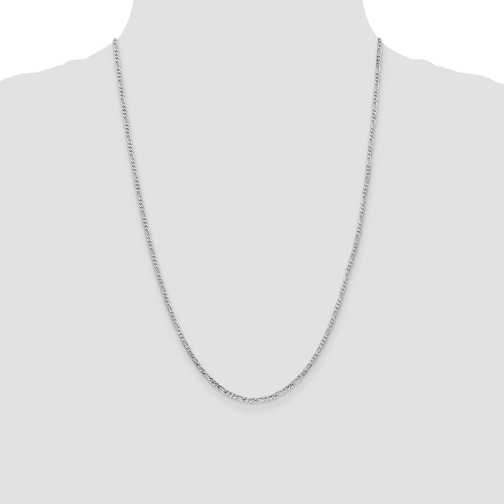 14k White Gold 2.25mm Flat Figaro Chain - Product Photo