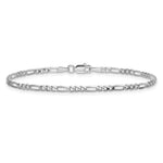 14k White Gold 2.25mm Flat Figaro Chain Anklet - Product Photo