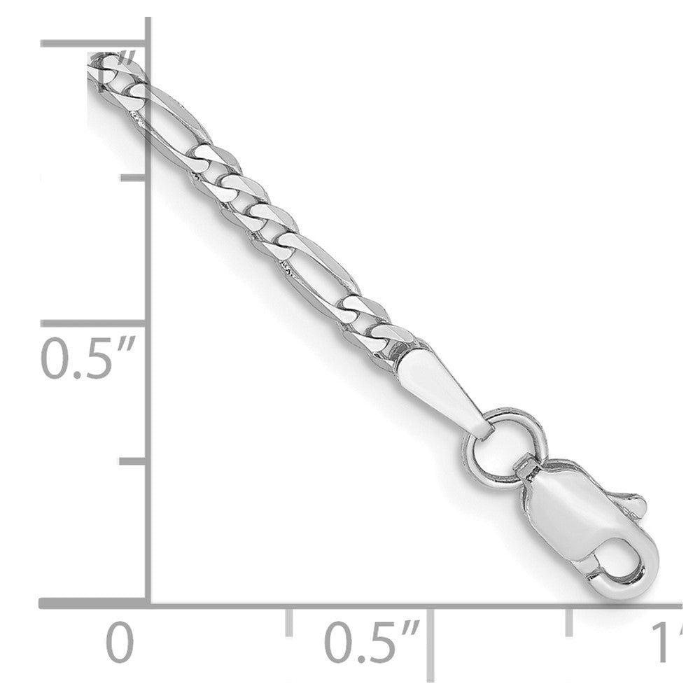 14k White Gold 2.25mm Flat Figaro Chain Anklet - Product Photo
