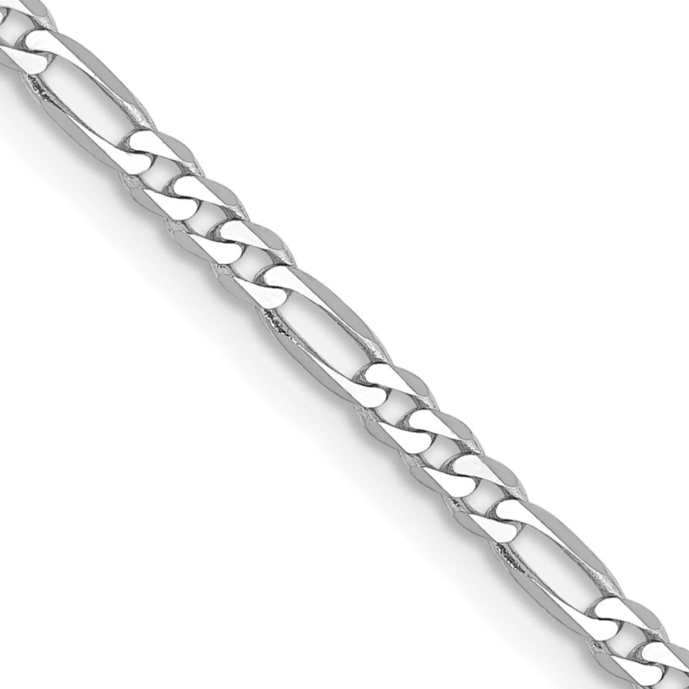 14K White Gold 2.25mm Flat Figaro Chain Necklace 16"-24"