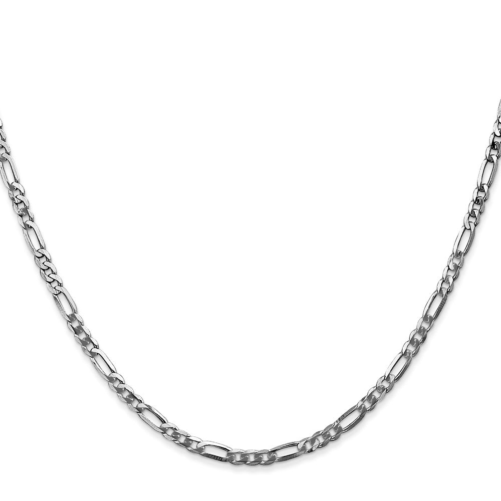 14k White Gold 2.75mm Flat Figaro Chain - Product Photo