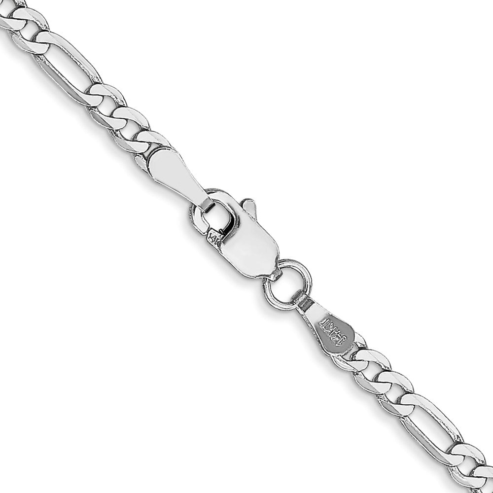 14k White Gold 2.75mm Flat Figaro Chain - Product Photo