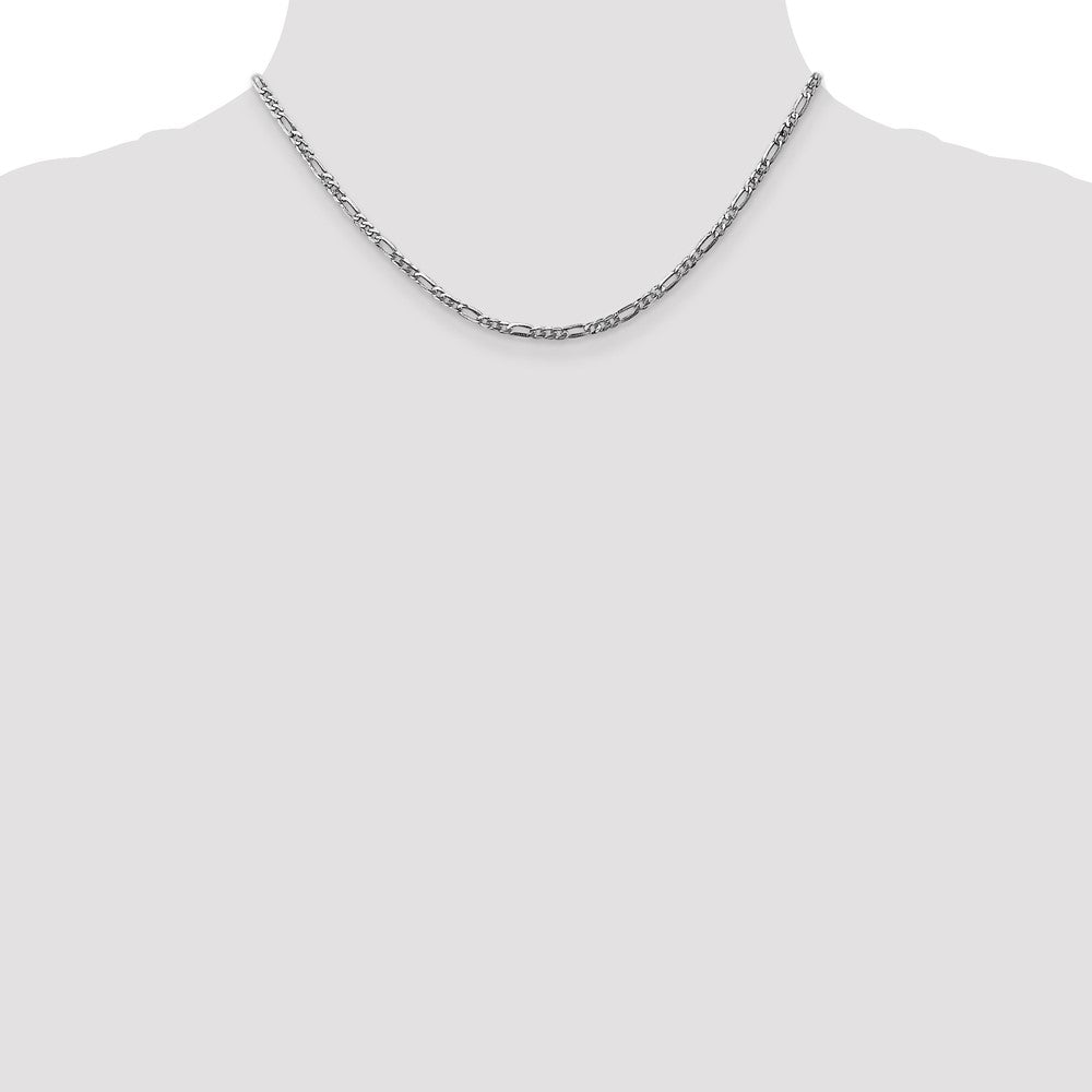 14k White Gold 2.75mm Flat Figaro Chain - Product Photo