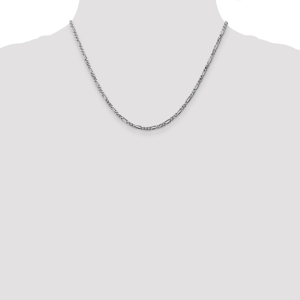 14k White Gold 2.75mm Flat Figaro Chain - Product Photo
