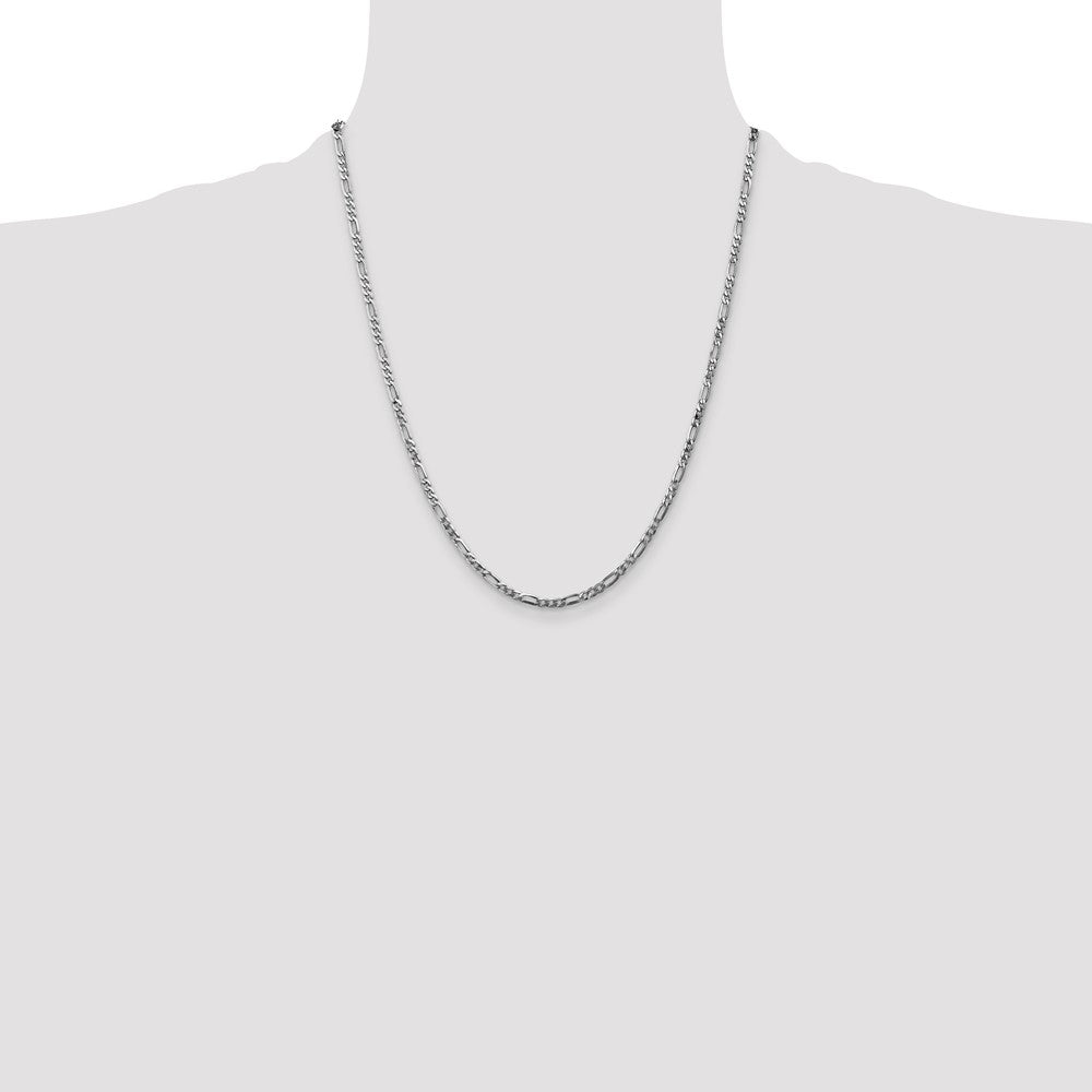 14k White Gold 2.75mm Flat Figaro Chain - Product Photo