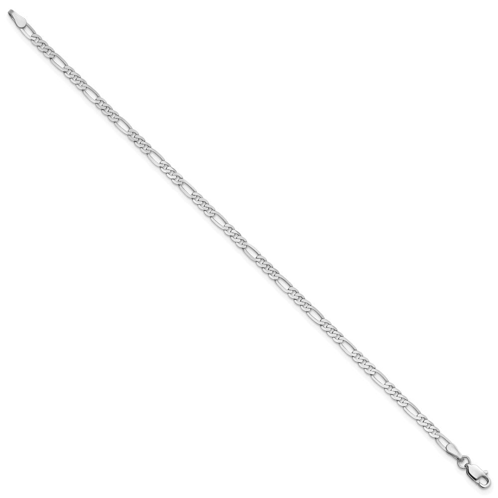 14k White Gold 2.75mm Flat Figaro Chain Anklet - Product Photo