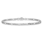 14k White Gold 2.75mm Flat Figaro Chain Anklet - Product Photo