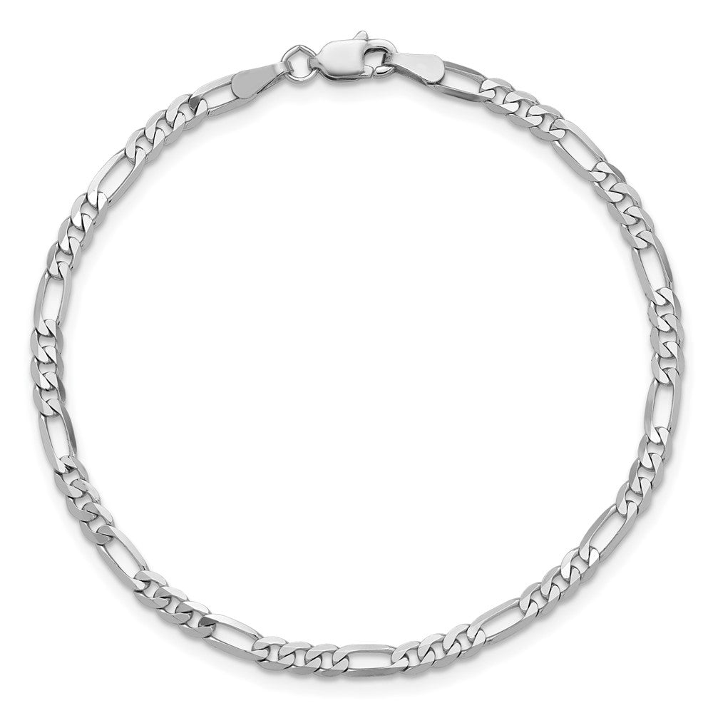 14k White Gold 2.75mm Flat Figaro Chain Anklet - Product Photo