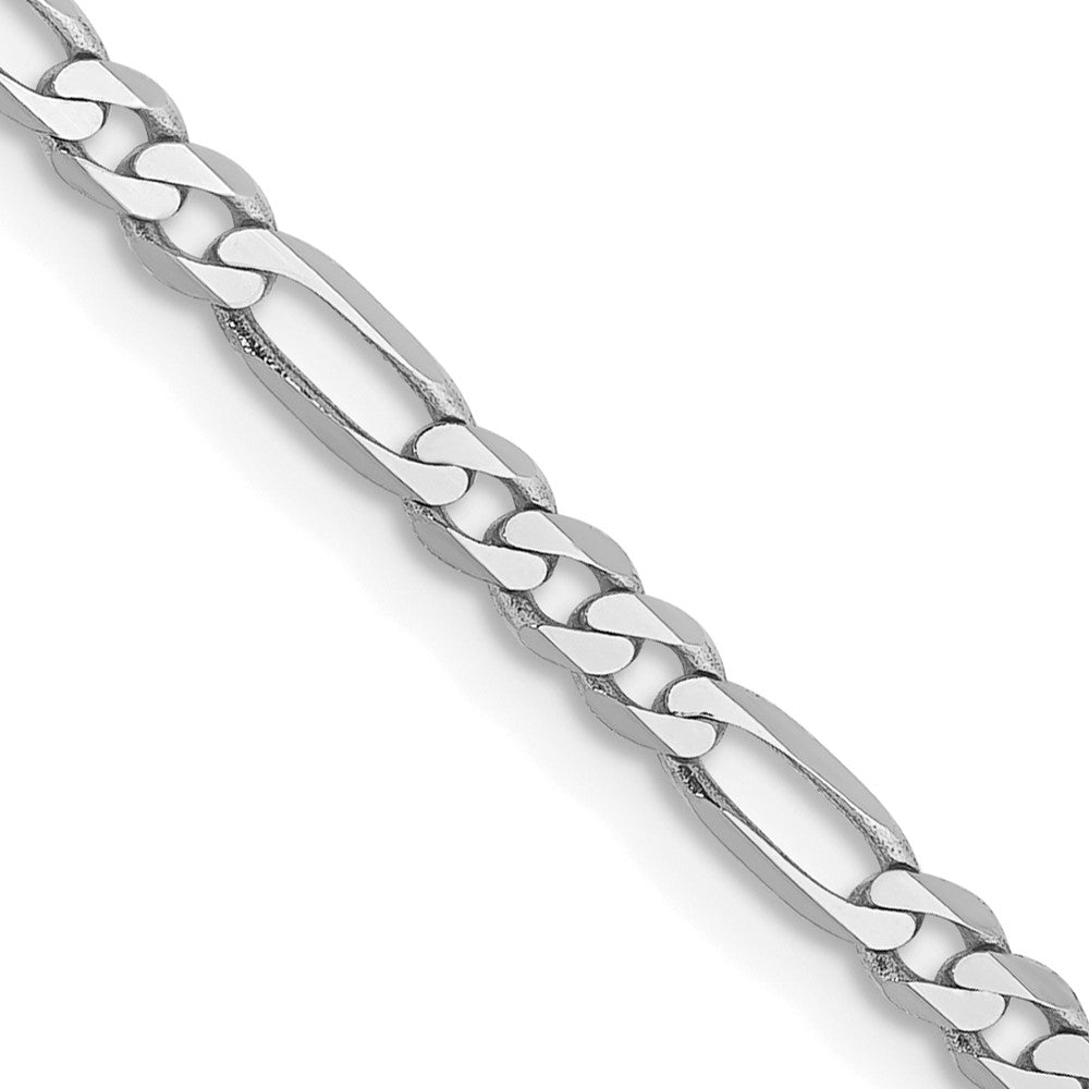 14K White Gold 2.75mm Flat Figaro Chain Necklace 16"-24"