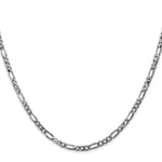 14k White Gold 3mm Flat Figaro Chain - Product Photo