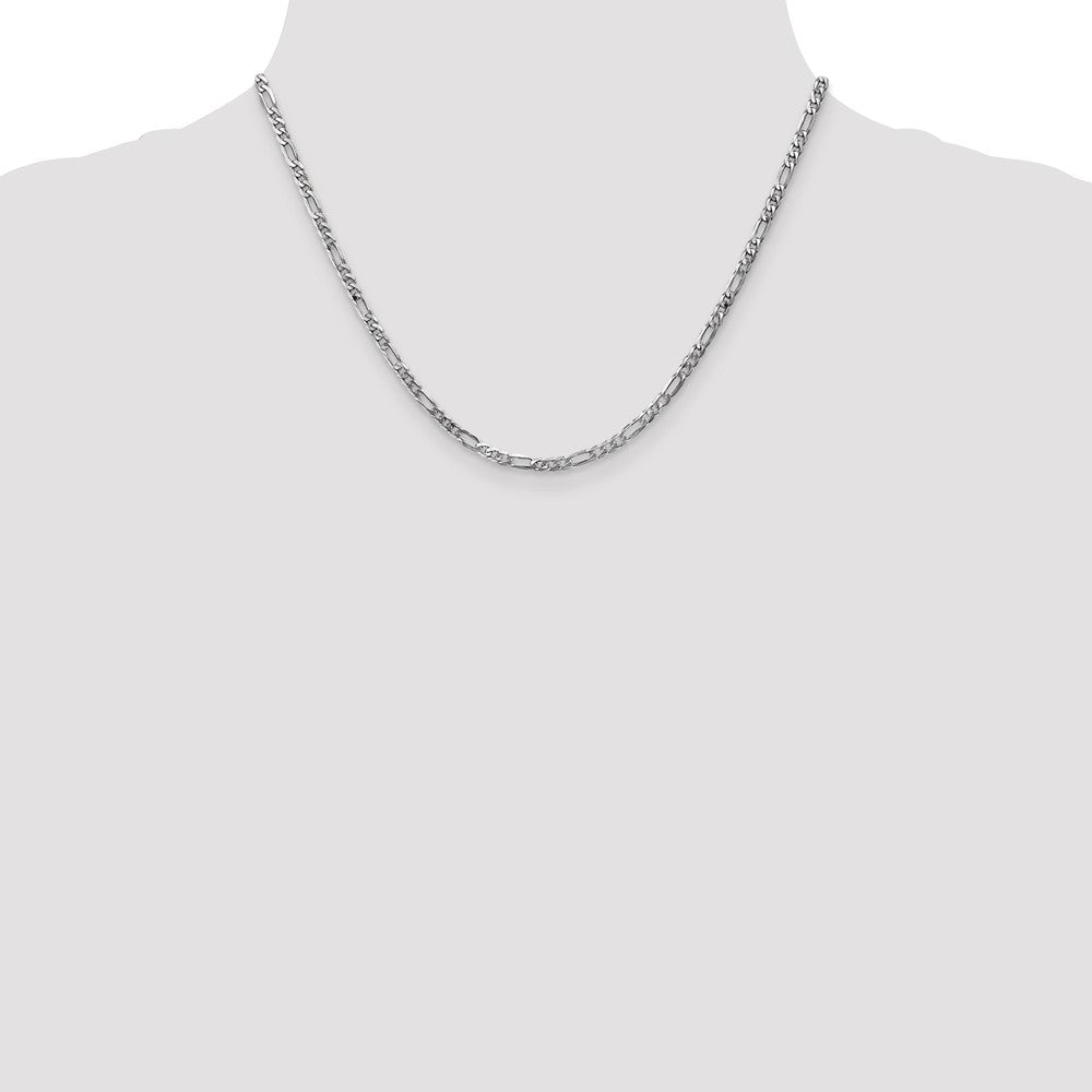 14k White Gold 3mm Flat Figaro Chain - Product Photo