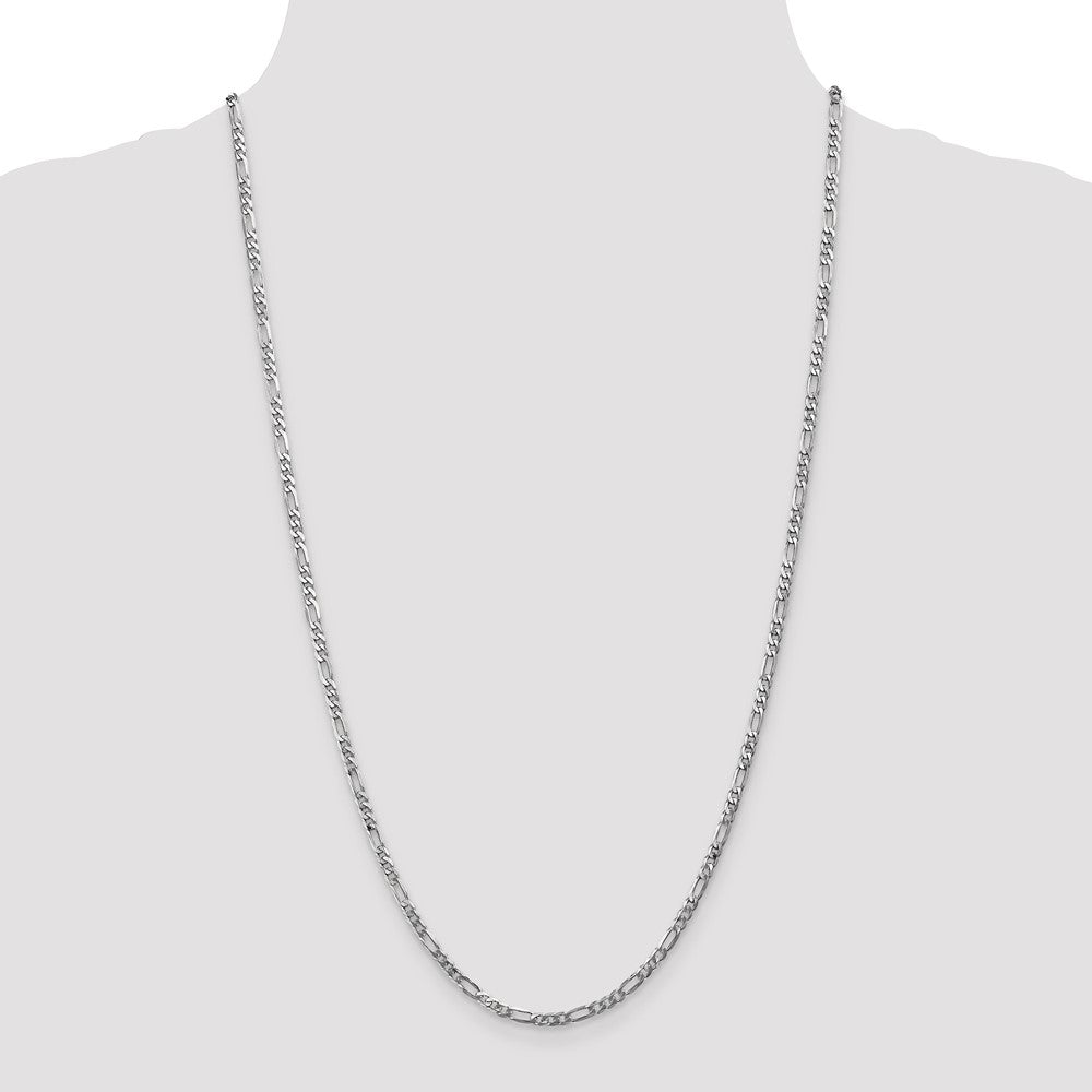 14k White Gold 3mm Flat Figaro Chain - Product Photo