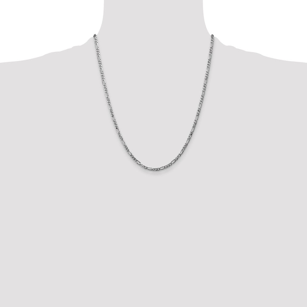 14k White Gold 3mm Flat Figaro Chain - Product Photo