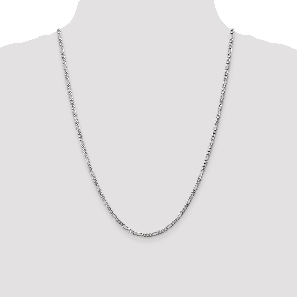 14k White Gold 3mm Flat Figaro Chain - Product Photo