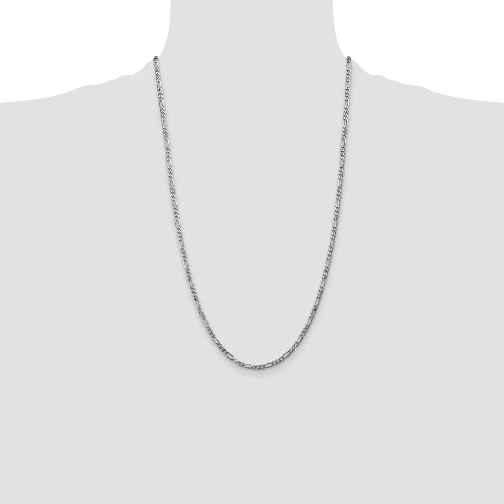 14k White Gold 3mm Flat Figaro Chain - Product Photo