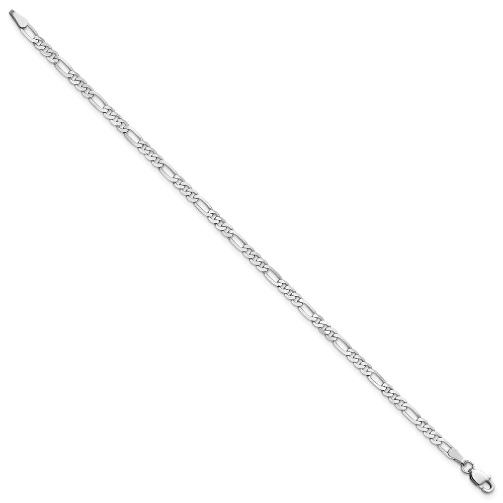 14k White Gold 3mm Flat Figaro Chain Anklet - Product Photo