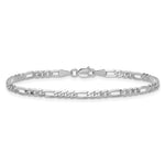 14k White Gold 3mm Flat Figaro Chain Anklet - Product Photo