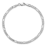 14k White Gold 3mm Flat Figaro Chain Anklet - Product Photo