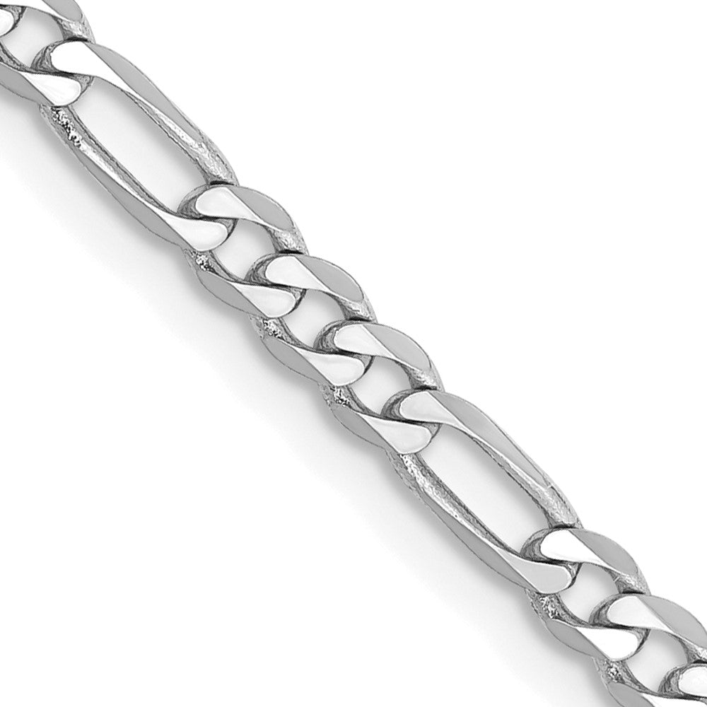 14K White Gold 3mm Flat Figaro Chain Necklace 16"-26"
