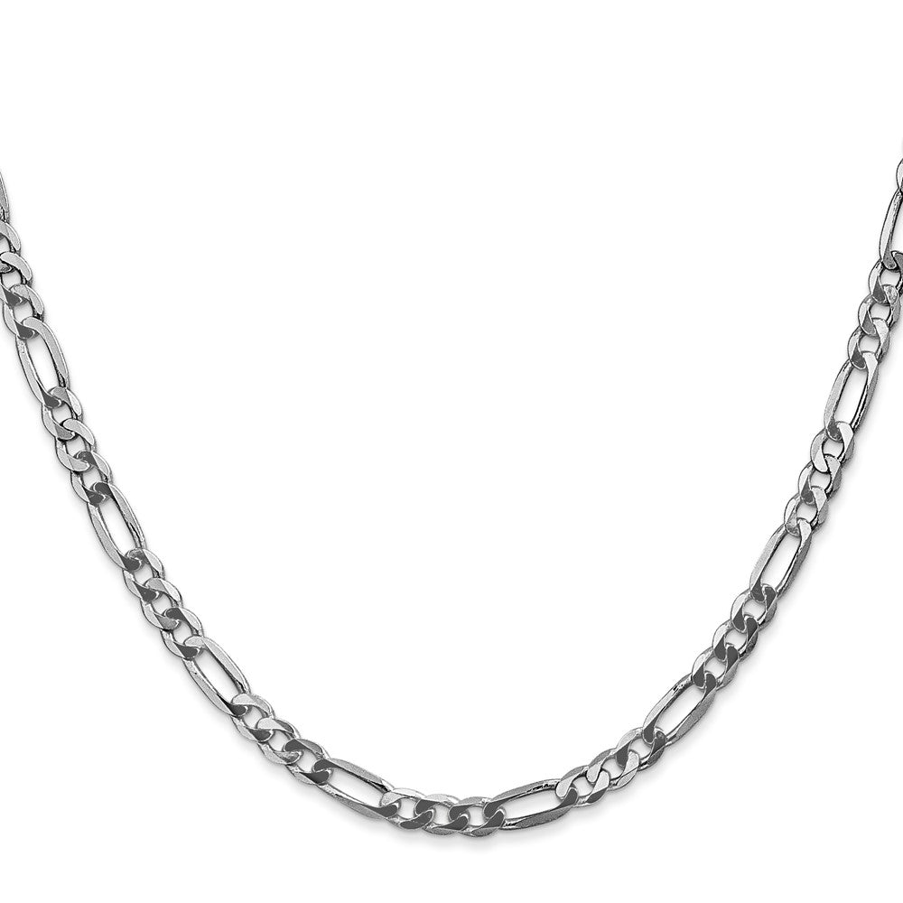 14k White Gold 4mm Flat Figaro Chain - Product Photo