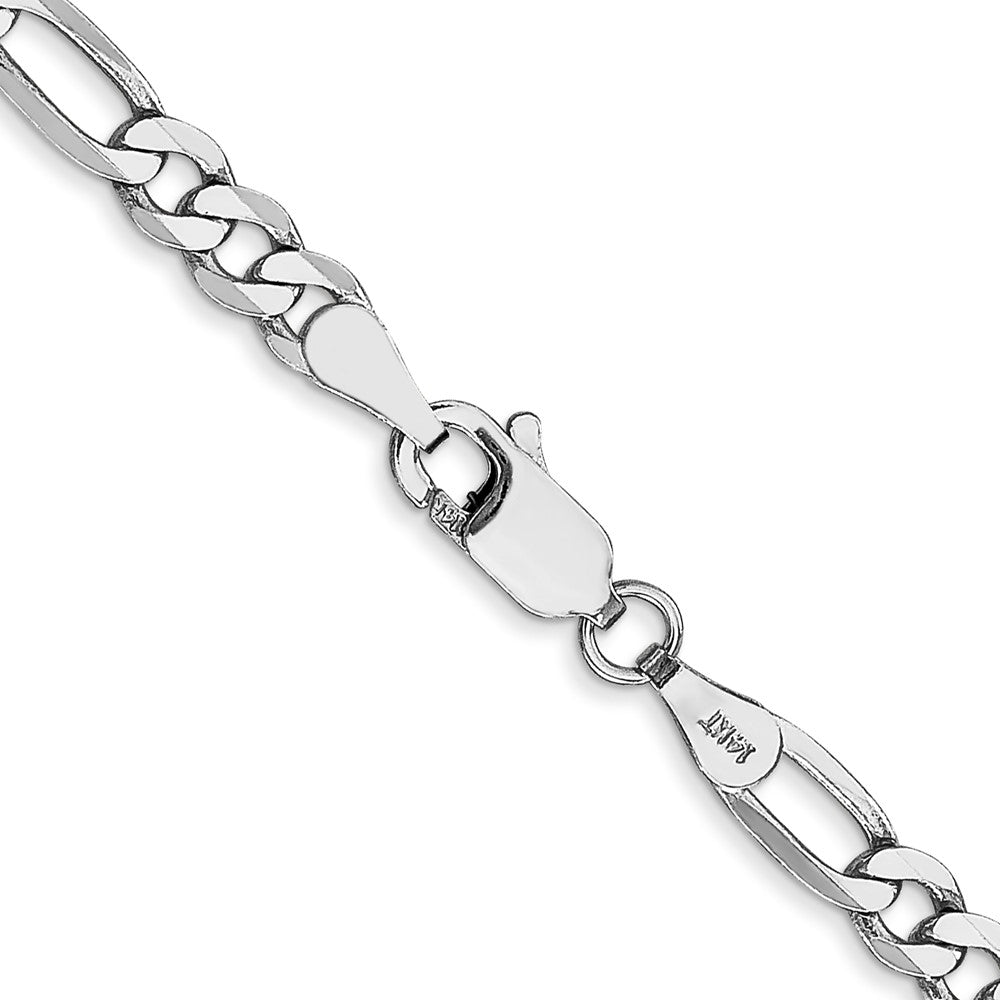 14k White Gold 4mm Flat Figaro Chain - Product Photo