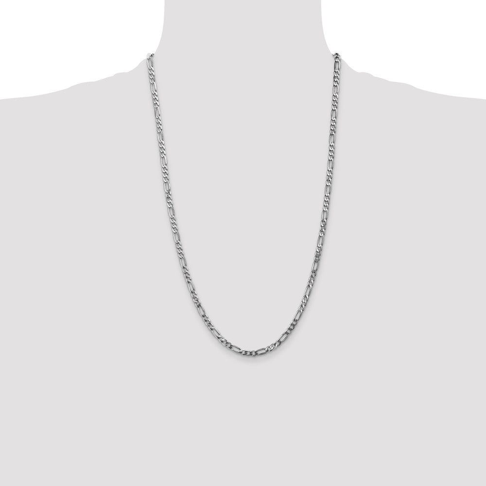 14k White Gold 4mm Flat Figaro Chain - Product Photo