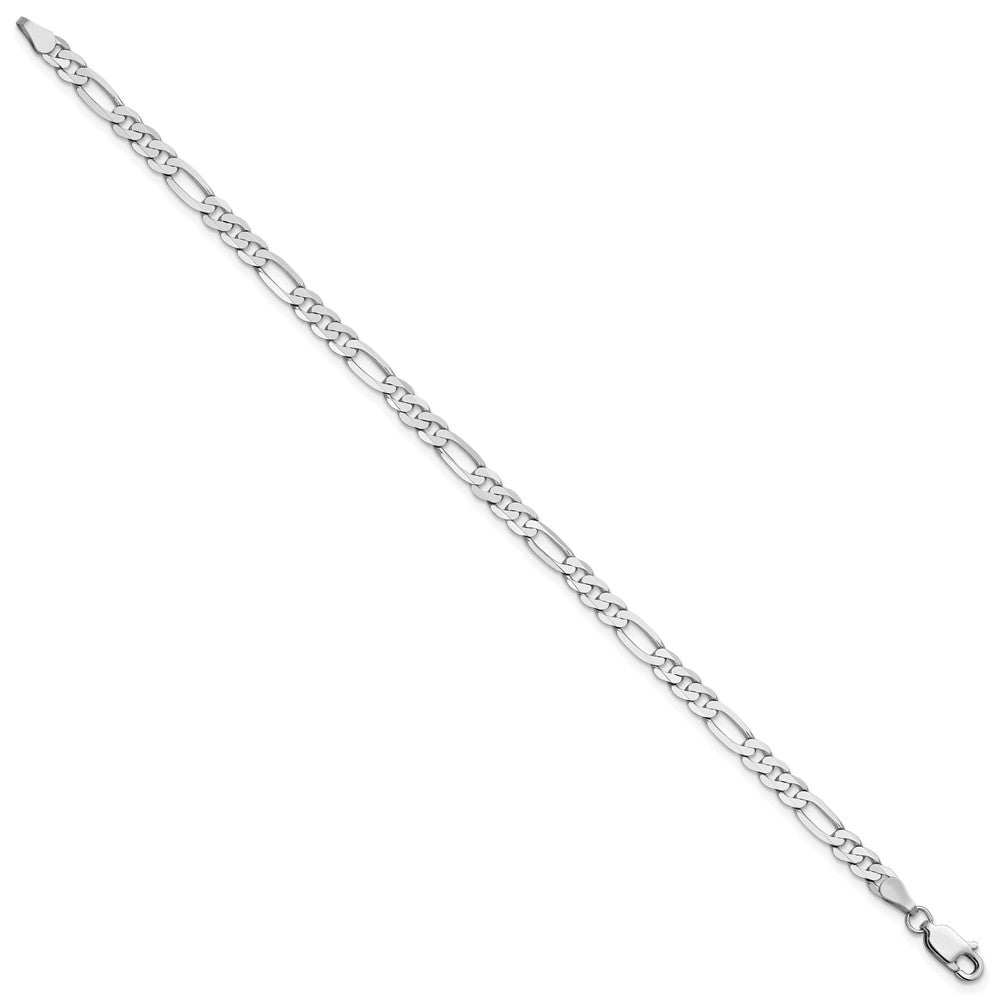 14k White Gold 4mm Flat Figaro Chain - Product Photo