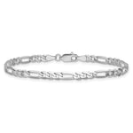14k White Gold 4mm Flat Figaro Chain - Product Photo