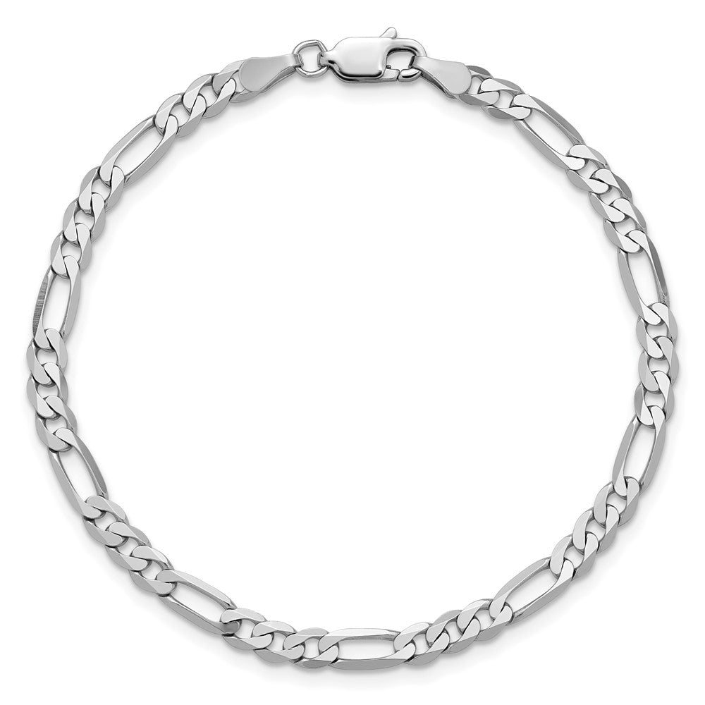 14k White Gold 4mm Flat Figaro Chain - Product Photo