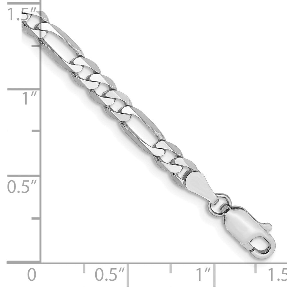 14k White Gold 4mm Flat Figaro Chain - Product Photo