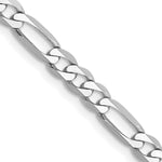 14k White Gold 4mm Flat Figaro Chain - Product Photo