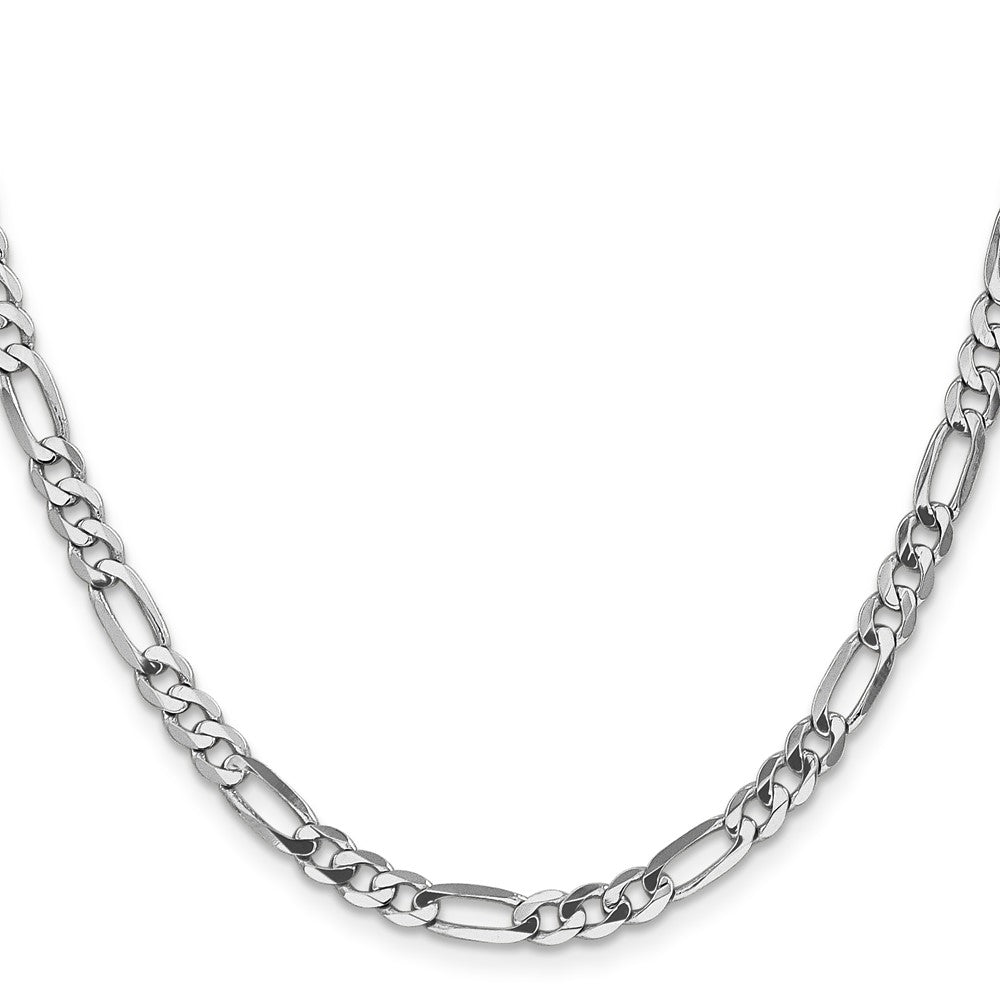 14k White Gold 4.5mm Flat Figaro Chain - Product Photo