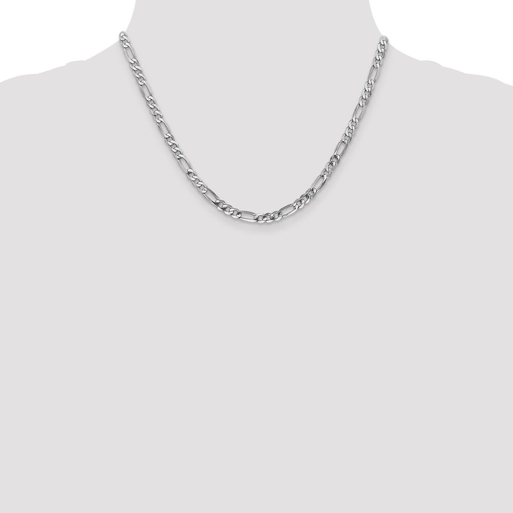 14k White Gold 4.5mm Flat Figaro Chain - Product Photo