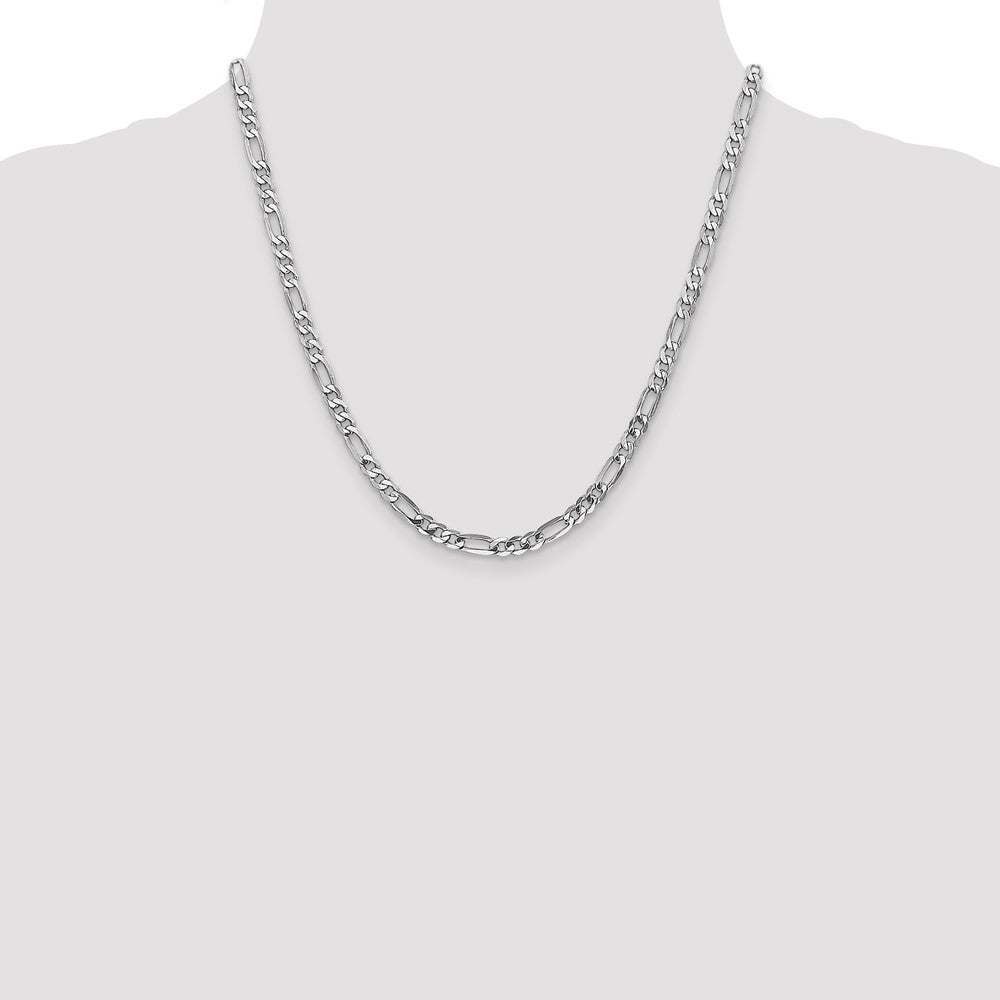 14k White Gold 4.5mm Flat Figaro Chain - Product Photo